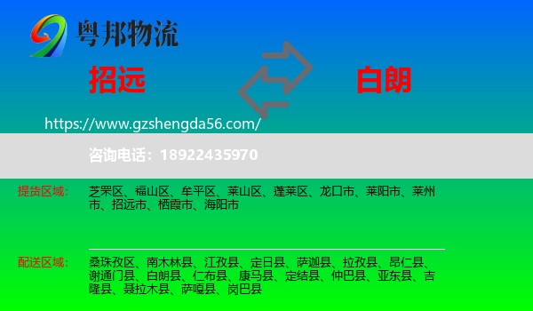 招远市到白朗县物流专线