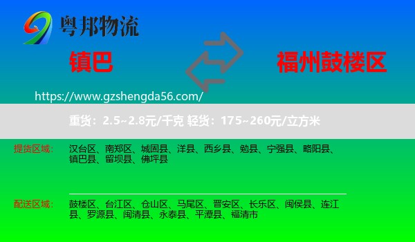 镇巴县到鼓楼区物流专线