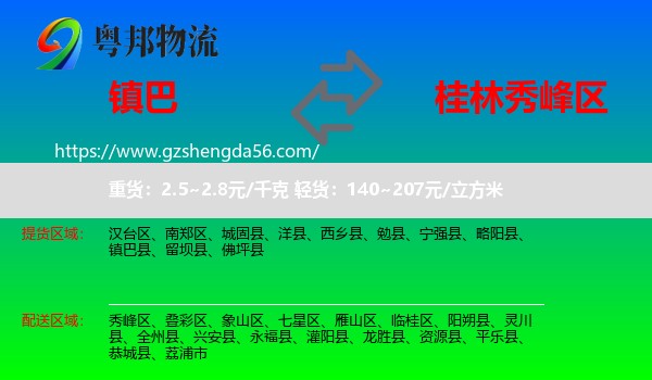镇巴县到秀峰区物流专线