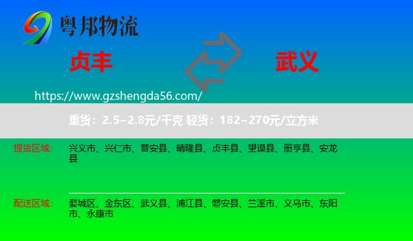 贞丰县到武义县物流专线