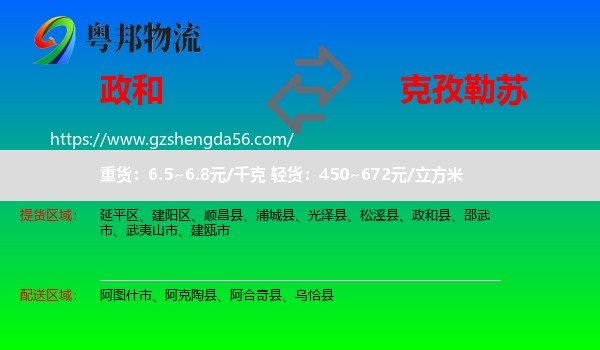 政和县到克孜勒苏物流