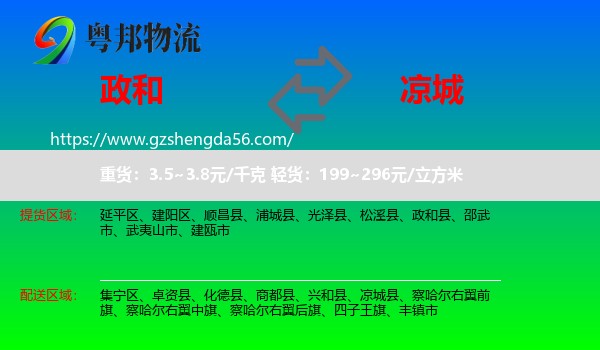 政和县到凉城县物流专线