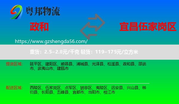 政和县到伍家岗区物流专线