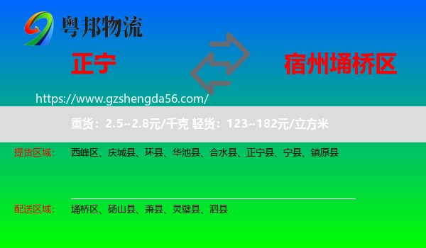 正宁县到埇桥区物流专线