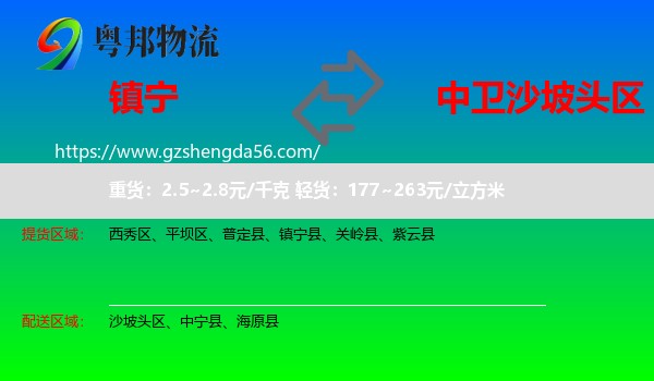 镇宁县到沙坡头区物流专线