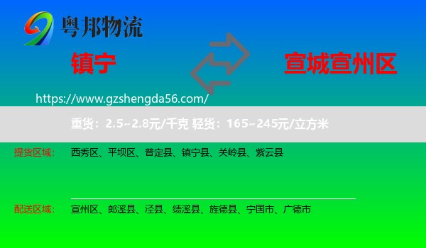 镇宁县到宣州区物流专线