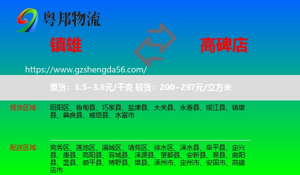 镇雄县到高碑店市物流专线