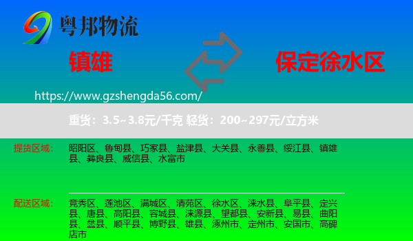 镇雄县到徐水区物流专线