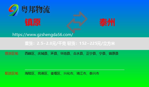 镇原县到泰州物流专线