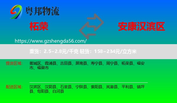 柘荣县到汉滨区物流专线