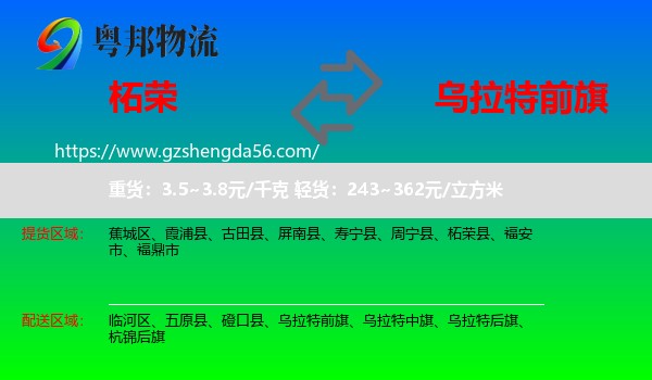 柘荣县到乌拉特前旗物流专线