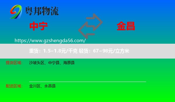 中宁县到金昌物流专线