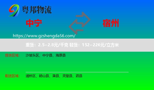 中宁县到宿州物流专线