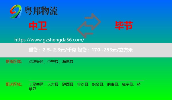 中卫到毕节物流