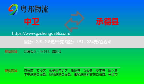 中卫到承德县物流专线