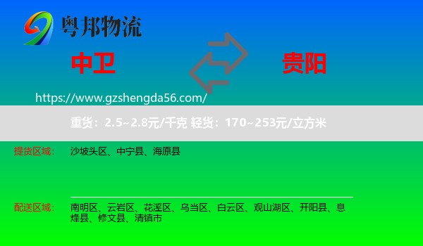 中卫到贵阳专线
