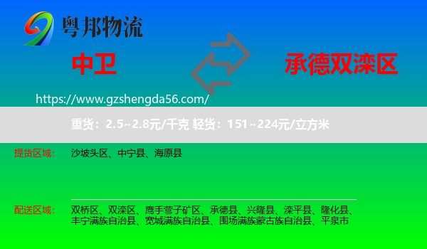 中卫到双滦区物流专线