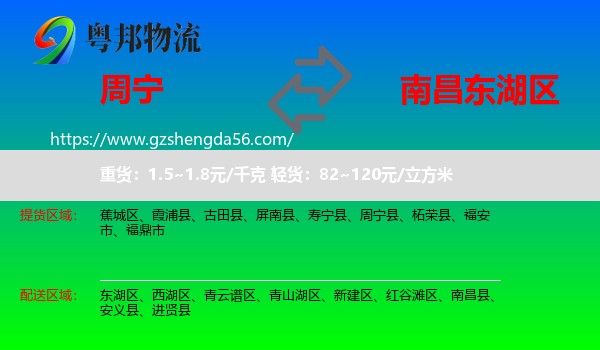 周宁县到东湖区物流专线