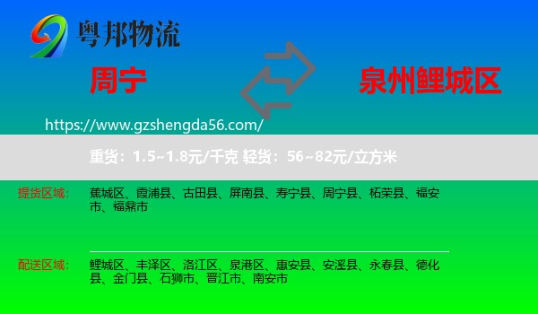 周宁县到鲤城区物流专线