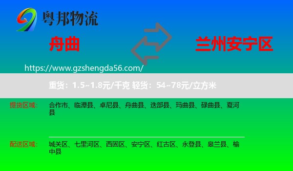 舟曲县到安宁区物流专线