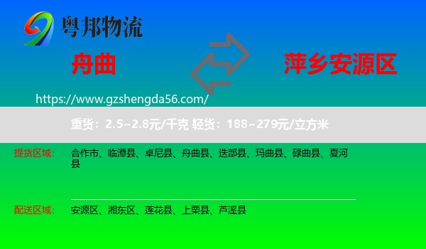 舟曲县到安源区物流专线
