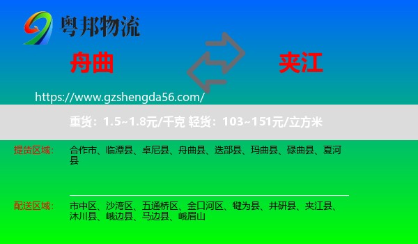 舟曲县到夹江县物流专线