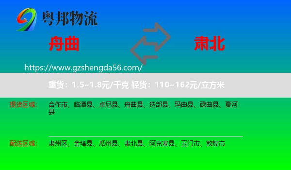 舟曲县到肃北县物流专线