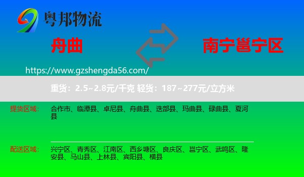 舟曲县到邕宁区物流专线