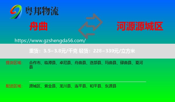 舟曲县到源城区物流专线