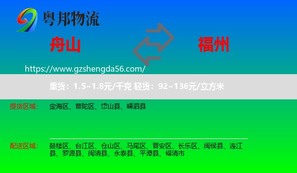 舟山到福州专线