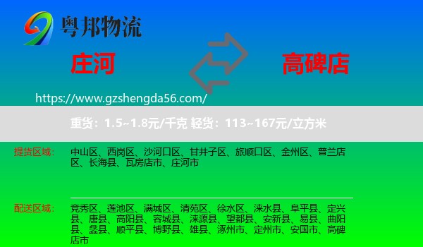 庄河市到高碑店市物流专线
