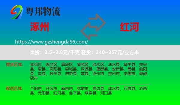 涿州市到红河物流专线