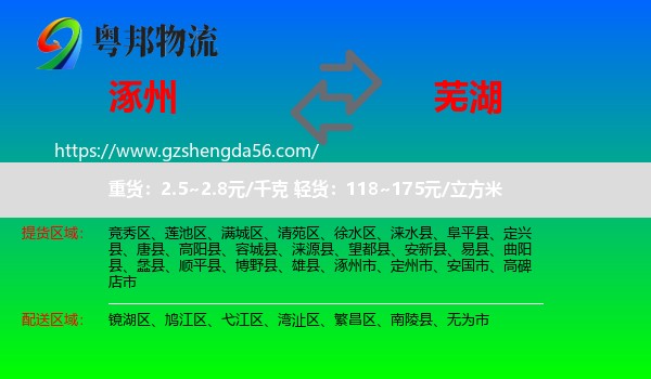 涿州市到芜湖物流专线