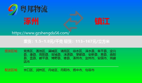 涿州市到镇江物流专线