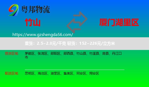 竹山县到湖里区物流专线