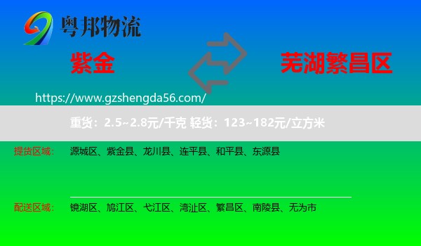 紫金县到繁昌区物流专线