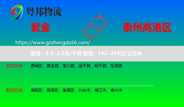紫金县到高港区物流专线
