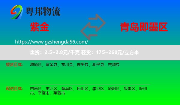 紫金县到即墨区物流专线