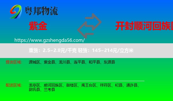 紫金县到顺河回族区物流专线