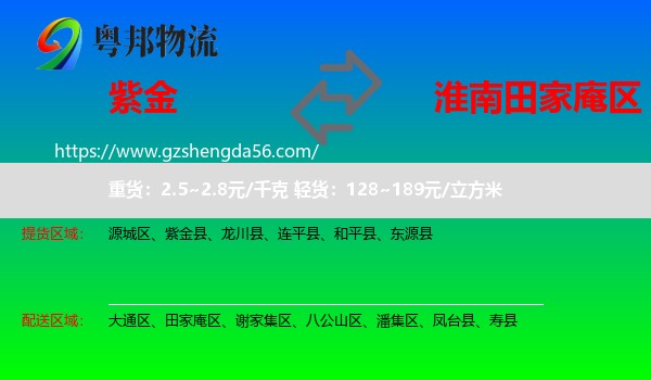紫金县到田家庵区物流专线