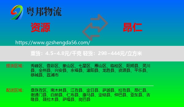 资源县到昂仁县物流专线