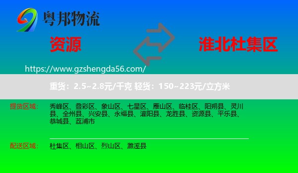 资源县到杜集区物流专线