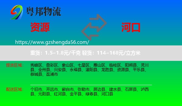 资源县到河口县物流专线