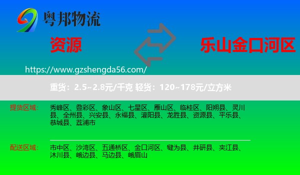 资源县到金口河区物流专线