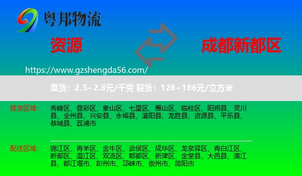 资源县到新都区物流专线