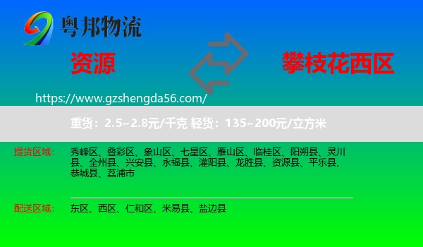 资源县到西区物流专线