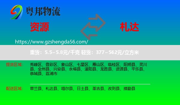 资源县到札达县物流专线
