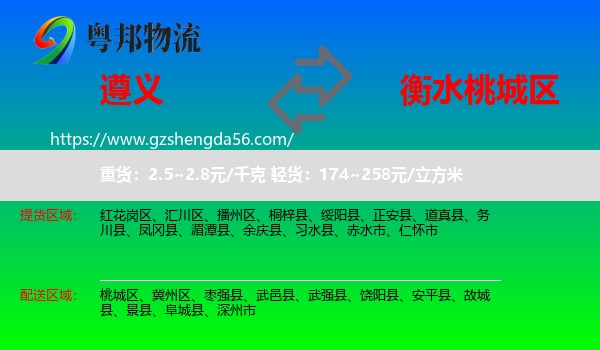 遵义到桃城区物流专线