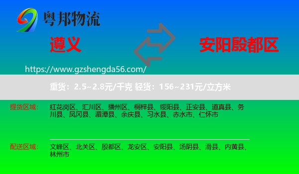 遵义到殷都区物流专线